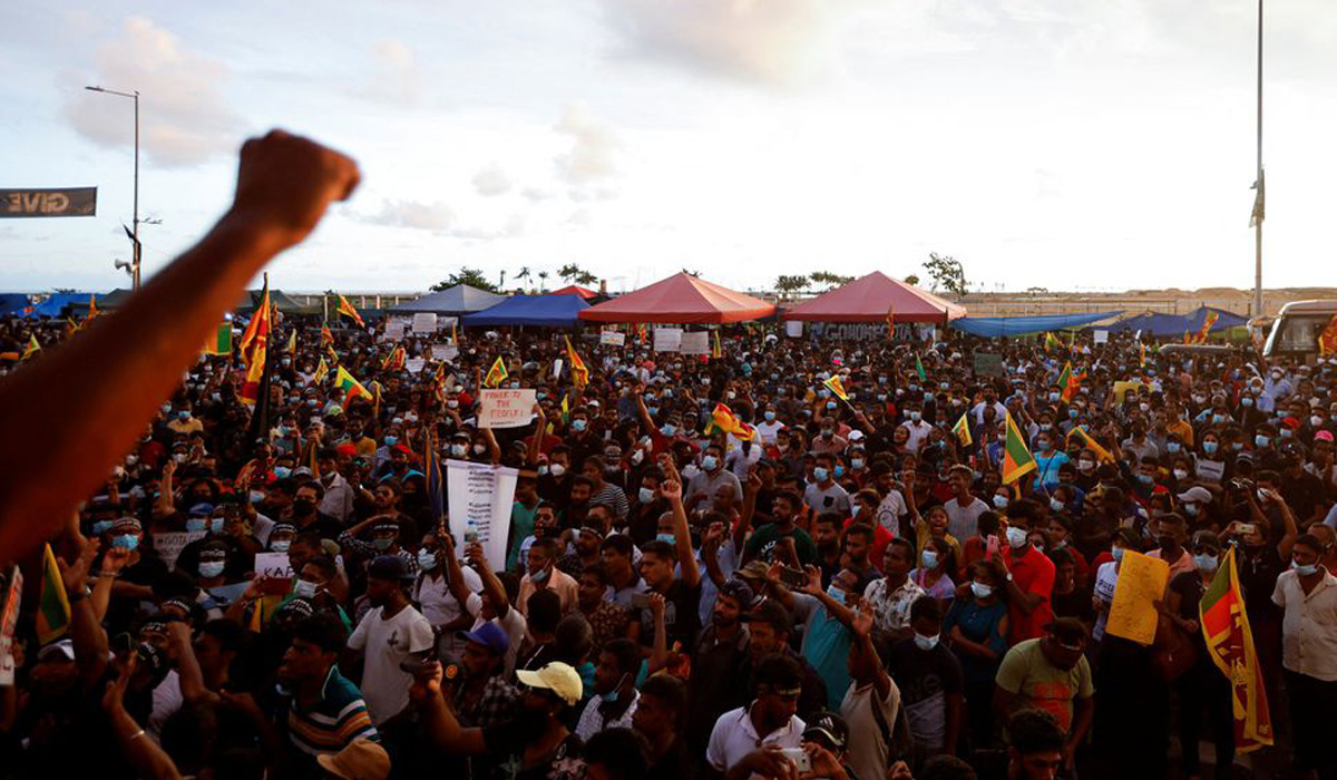 Demonstrators in Sri Lanka